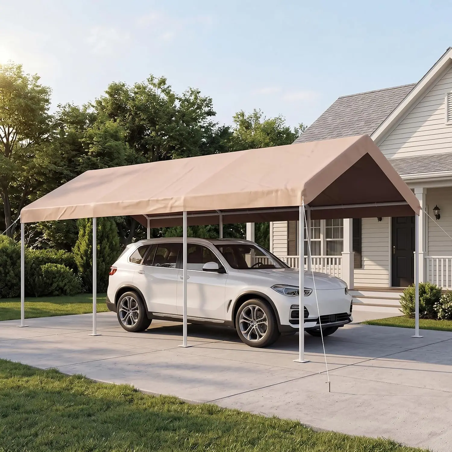 10x20 FT Carport Canopy Shelter with Valance Edges, Customized