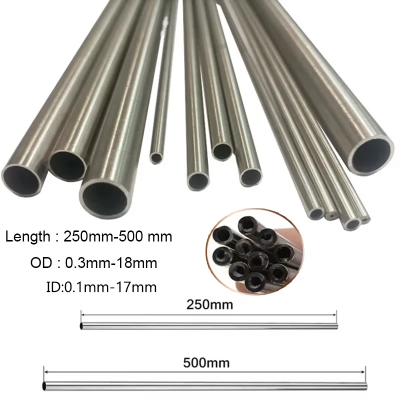 Stainlesss Tube 304 Stainlesss Steel Round Capillary Seamlesss Straight Tube Capillary Diameter 0.3-18mm Length 250/500mm
