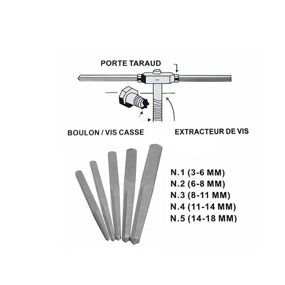 Krachtige 5Pcs Square Screw Removal Drill Bit Set Bolt Screw Extractor Broken Head Screw Remover Tool