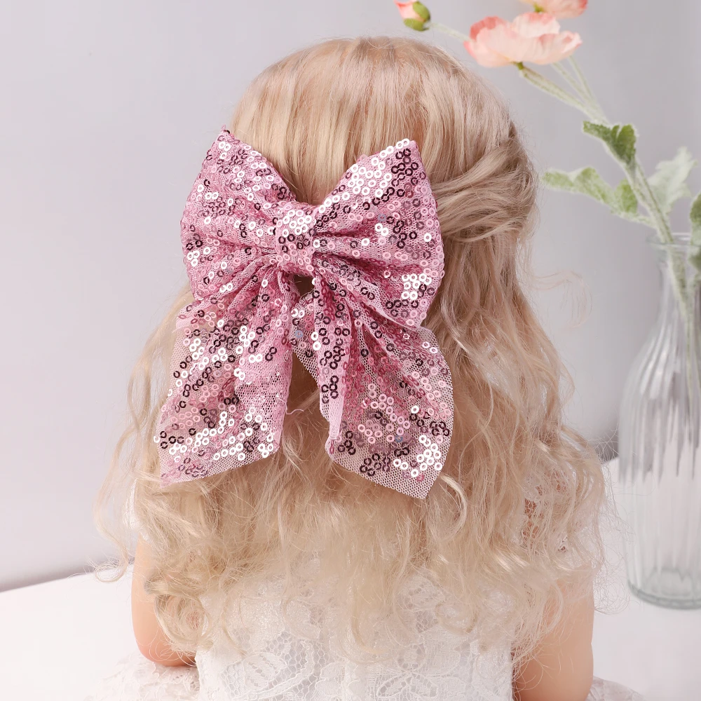 1PC Sequin Hair Bows Clip with Hair Clip for Women Girls Handmade Kids Hairpin Boutique Children\'s Hair Accessories Wholesale