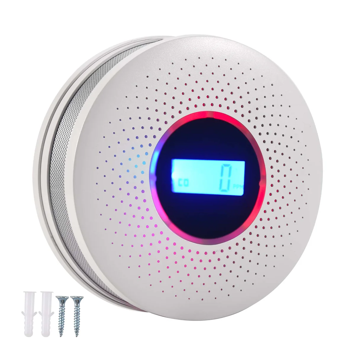 Detector combinado de monóxido de carbono y humo, alarma de CO con pilas y luz LED, advertencia de sonido intermitente