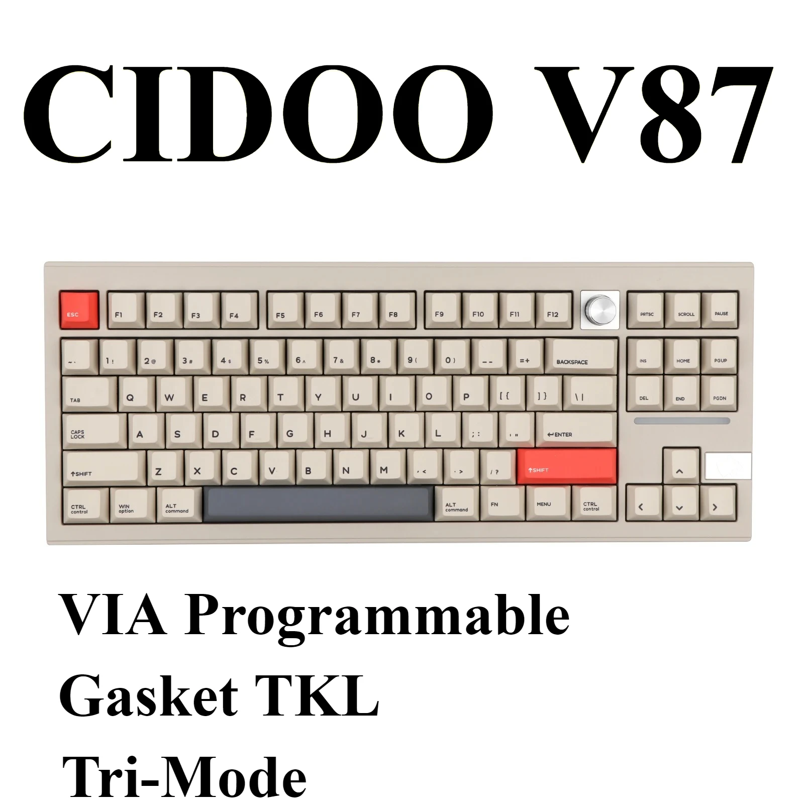 

Прокладка CIDOO V87 TKL Bluetooth/2,4 ГГц/USB-C Трехрежимная беспроводная проводная программируемая механическая клавиатура VIA
