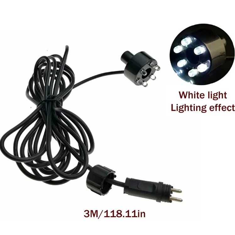 1PCS Underwater 6-LED Light Ring For Fountain Fish Pond Water Garden AC Adapter Warm White/White Fountain Light Ornament