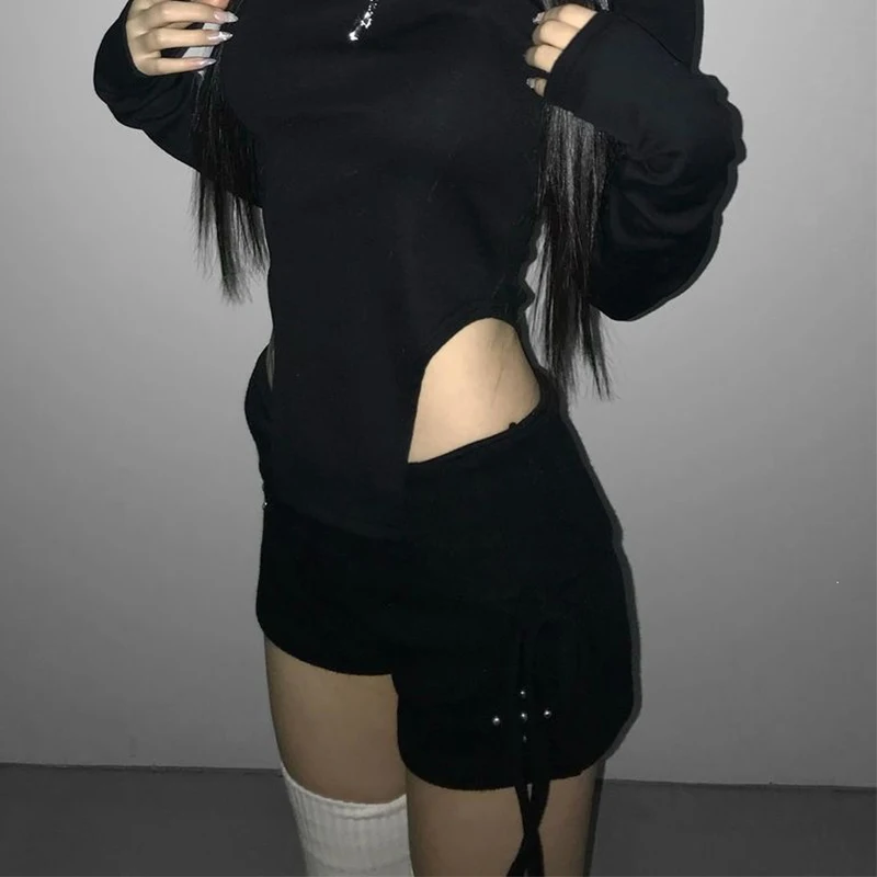 American retro spice girls shorts in autumn and winter design flip waist tight sheath wearing casual hot pants Y2k Style
