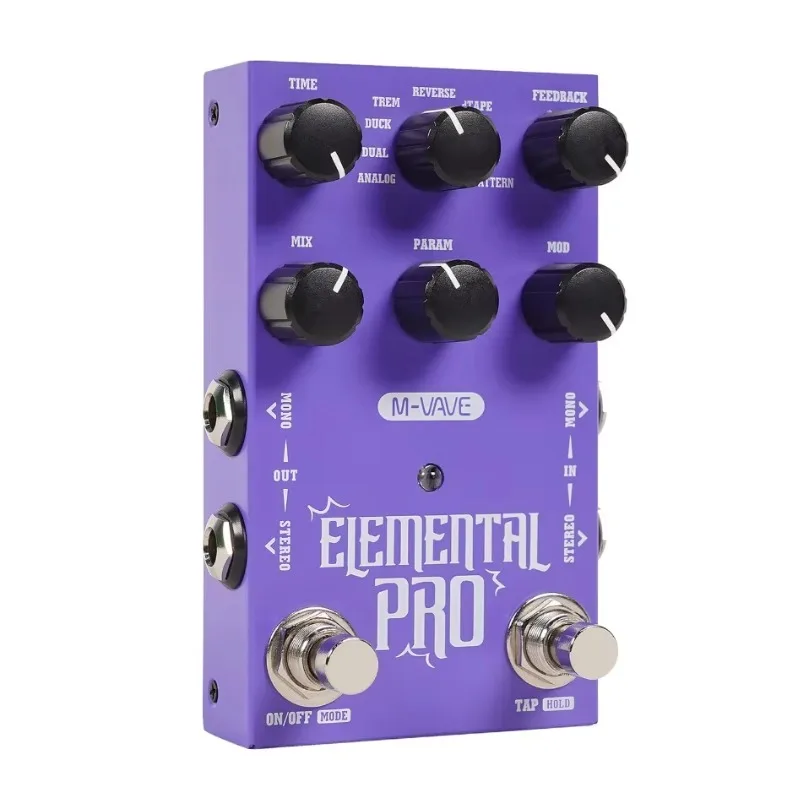 M-VAVE Stereo Pong Delay Stompbox, 9 Analog Reverse ICE LOFI Modes TAP Tempo MASH Infinite Hold USB DC 9V Guitar Effect Pedal
