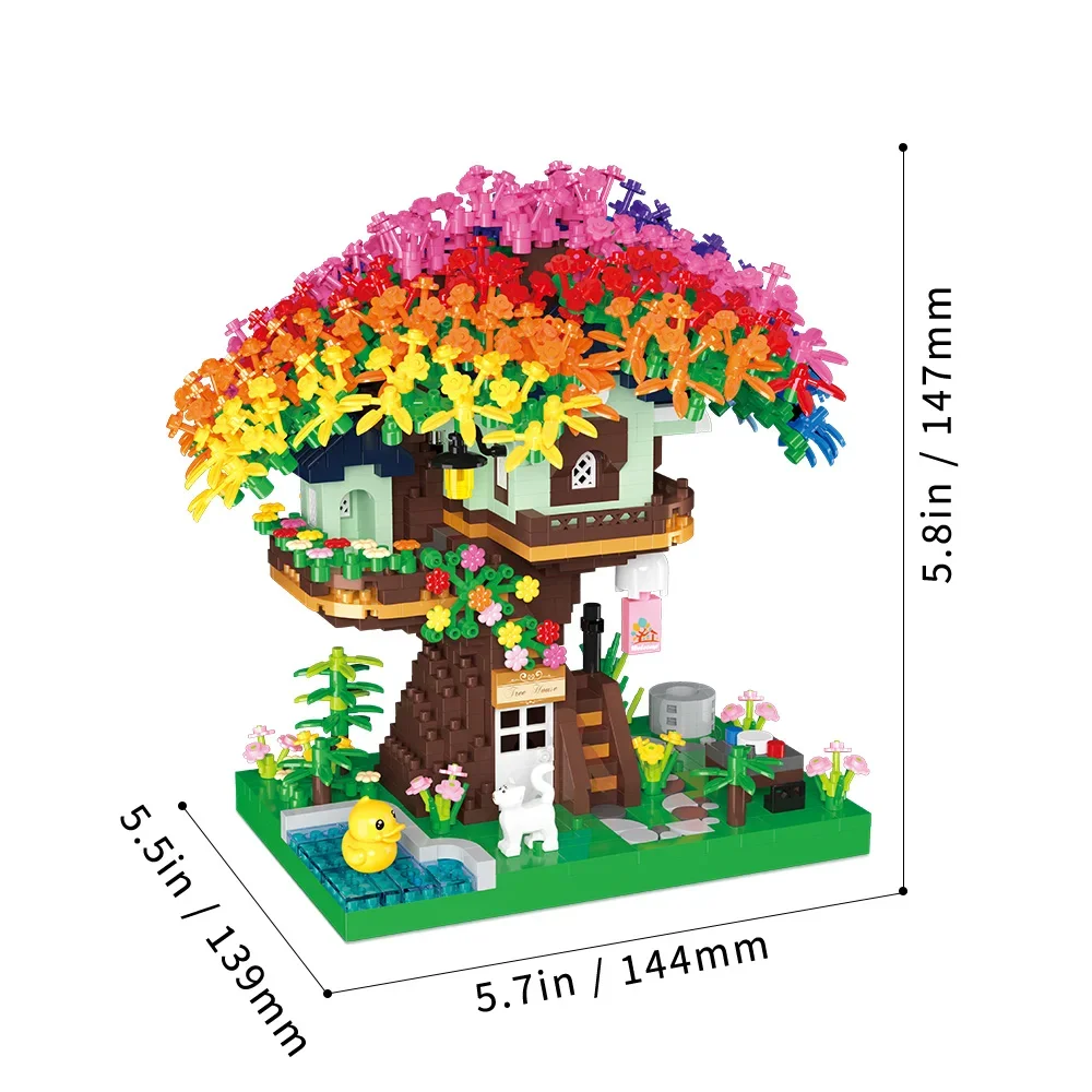 Tree Model Building Blocks Kits for Adults,1528 Pcs Micro-Particle Ideas Rainbow Tree Building Toy for Adult,Children'S Toys