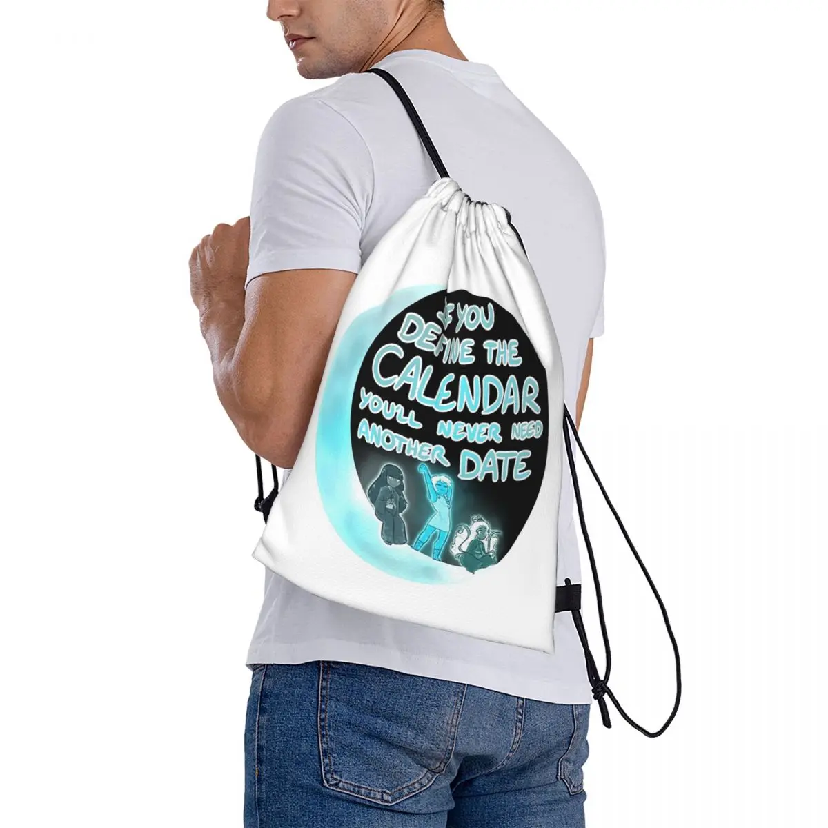 Sacos de cordão multifuncionais, mochilas das deusas lunares, bolso do pacote, bolsa esportiva, bolsa para homens e mulheres, escola