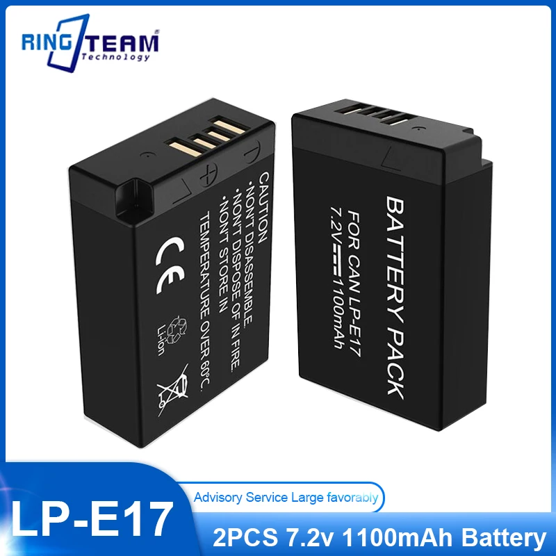 2pcs LPE17 LP-E17 Camera Battery for Canon Cameras EOS R8 R50 Rebel T6i 750D T6s 760D M3 M5 M6 T6s 8000D Kiss X8i 77D 200D