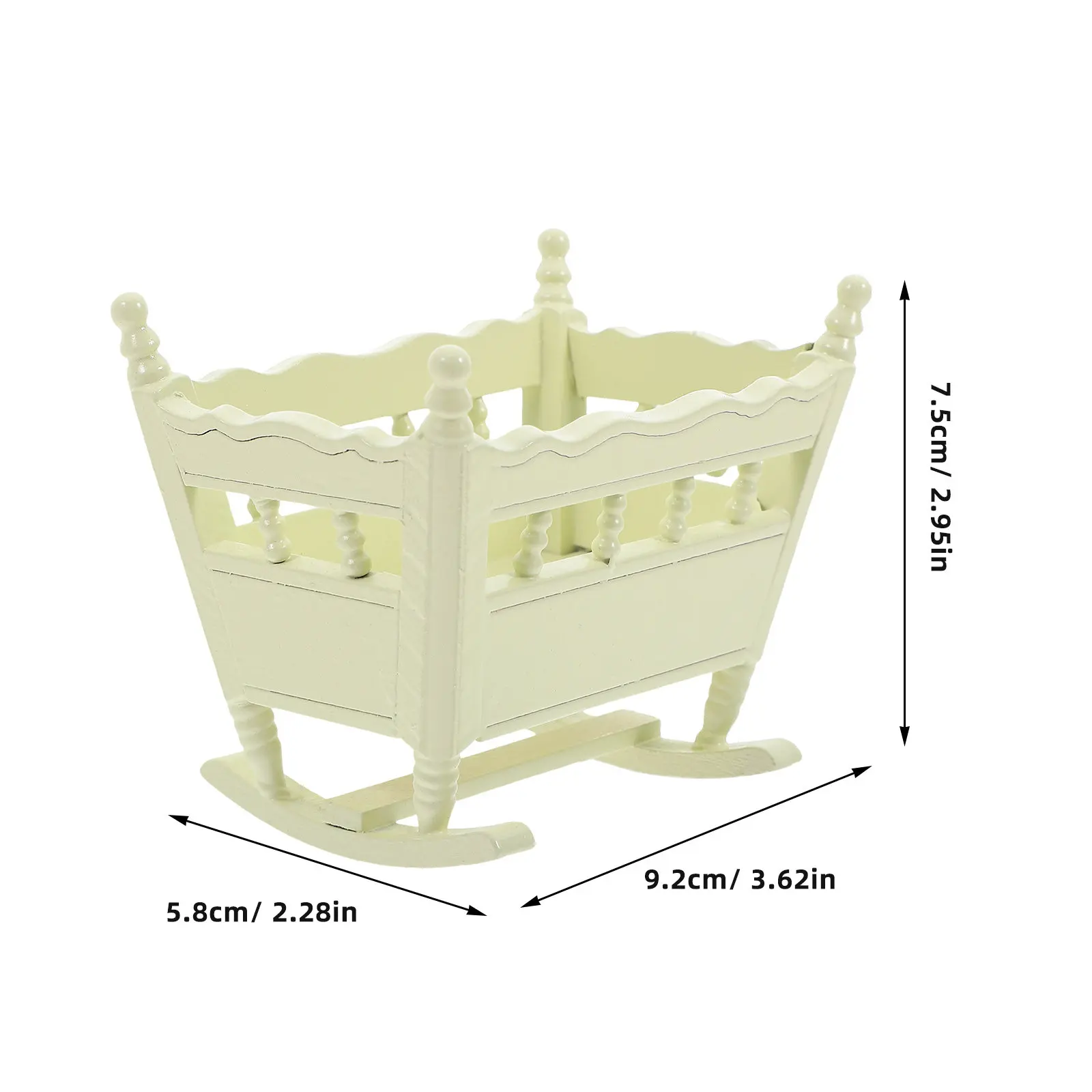 Miniature Wooden Cradle Mini Bedroom Bed Furniture House Accessory Baby Crib Micro Landscape Miniature Ornament view 4