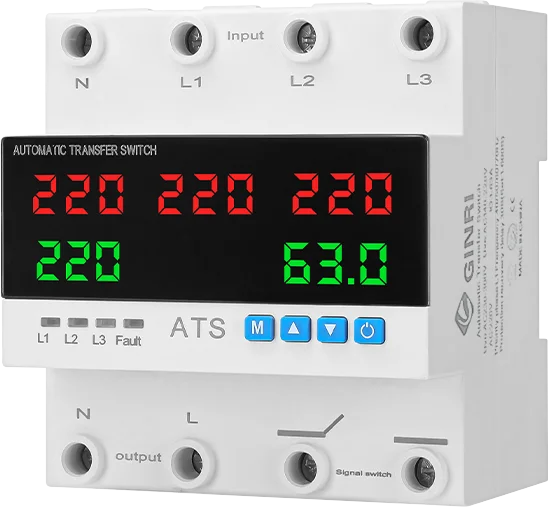 Solar Automatic 63A 80A 100A Voltage Protector Phase Transfer Switch With Over Current Limit for 3 Phase ATS