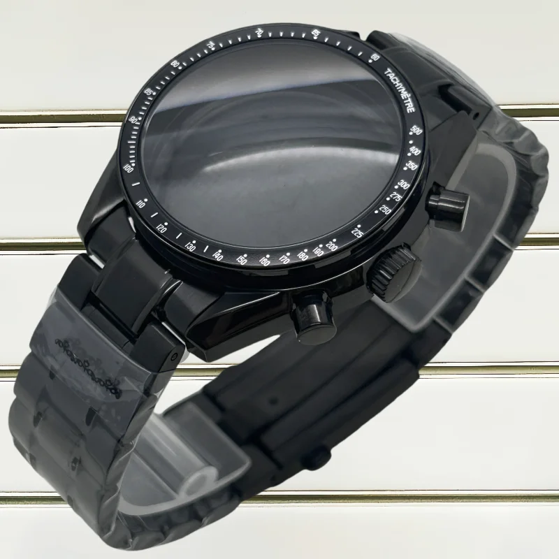 Multifunctional Black 39.6mm Chronograph Case Suitable for Japan VK63 Quartz Movement Watch Parts Fits 20mm Strap Case Bezel