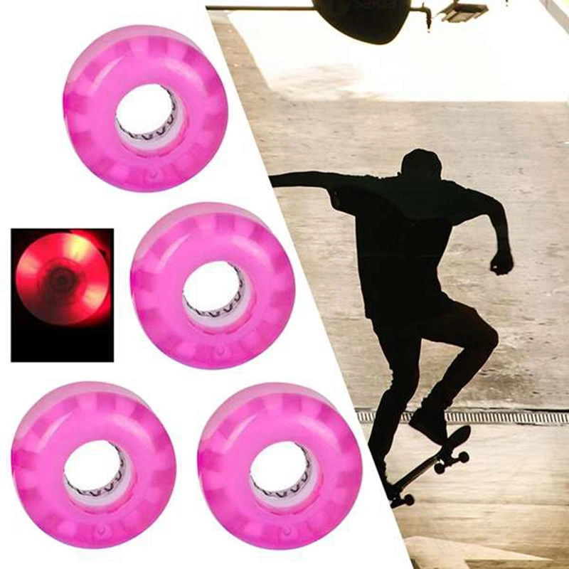 4PCS Skateboard Wheel PU Flashing Skateboard Sliding Wheels Longboard Skateboard Replacement Wheel Set,54X36mm