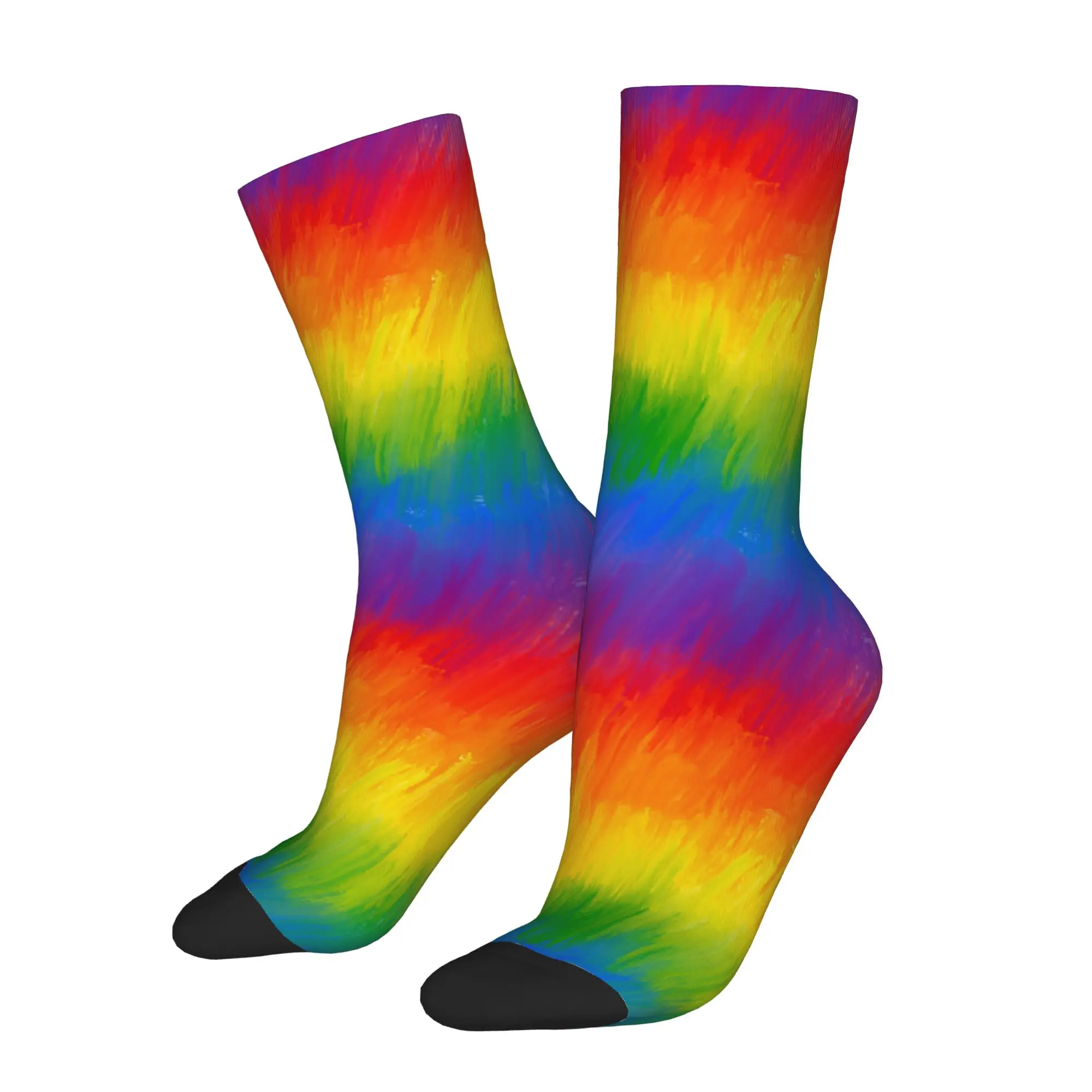 Gay LGBTQ Pride Rainbow Paint LGBT Painting Socks for Women Men Accessories All Season  Cute Long Socks Sweat Absorbing