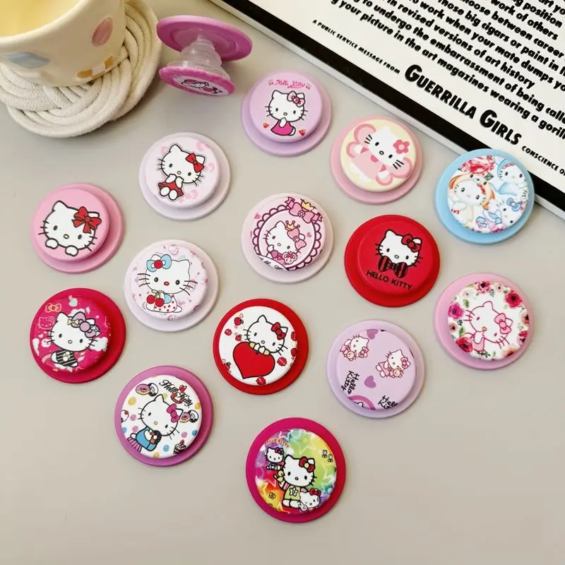 Cute Cartoon Sanrio Hello Kitty Circular Magnetic Mobile Phone Holder Grip Suitable for Magnetic Phone Case Smartphone Bracket