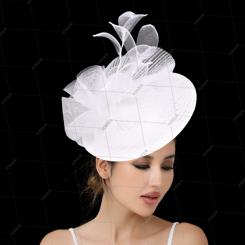 30CM Vintage Derby Headpiece Fascinator Base Chapeau Big Party Hat for Women Ladies Wedding Marriage Occasion hair Accessories