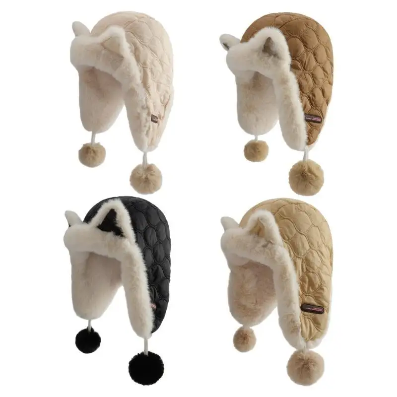 

R1WE милая плюшевая шапка с кошачьими ушками для женщин и девочек, мягкие шапочки, пуловер, шапка с черепом, кепка для активного