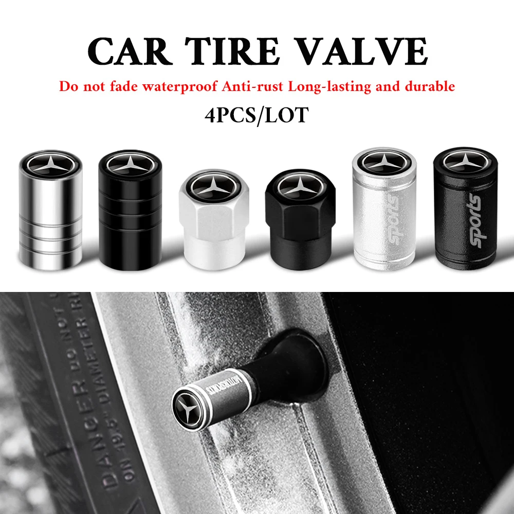Capuchons de valve de pneu de voiture, 4 pièces, couvercles anti-poussière pour Mercedes Benz AMG CLK CLG W212 W213 W205 W177 W247, accessoires automobiles