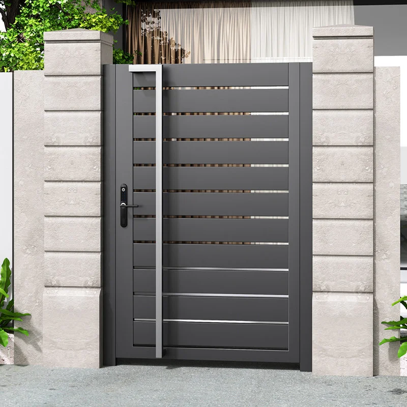 

Modern Automatic Exterior Privacy Walk Gate Aluminum Single Swing Electric Pedestrian Passageway Grille