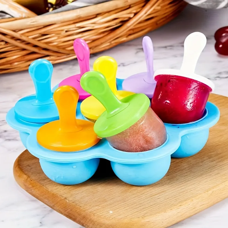 1pc, Popsicle Mold, Creative Popsicle Mold, 7-Hole Popsicle Mold, Ice Cream Mold,  Ice Cube Box, Household Popsicle Mold, Safety