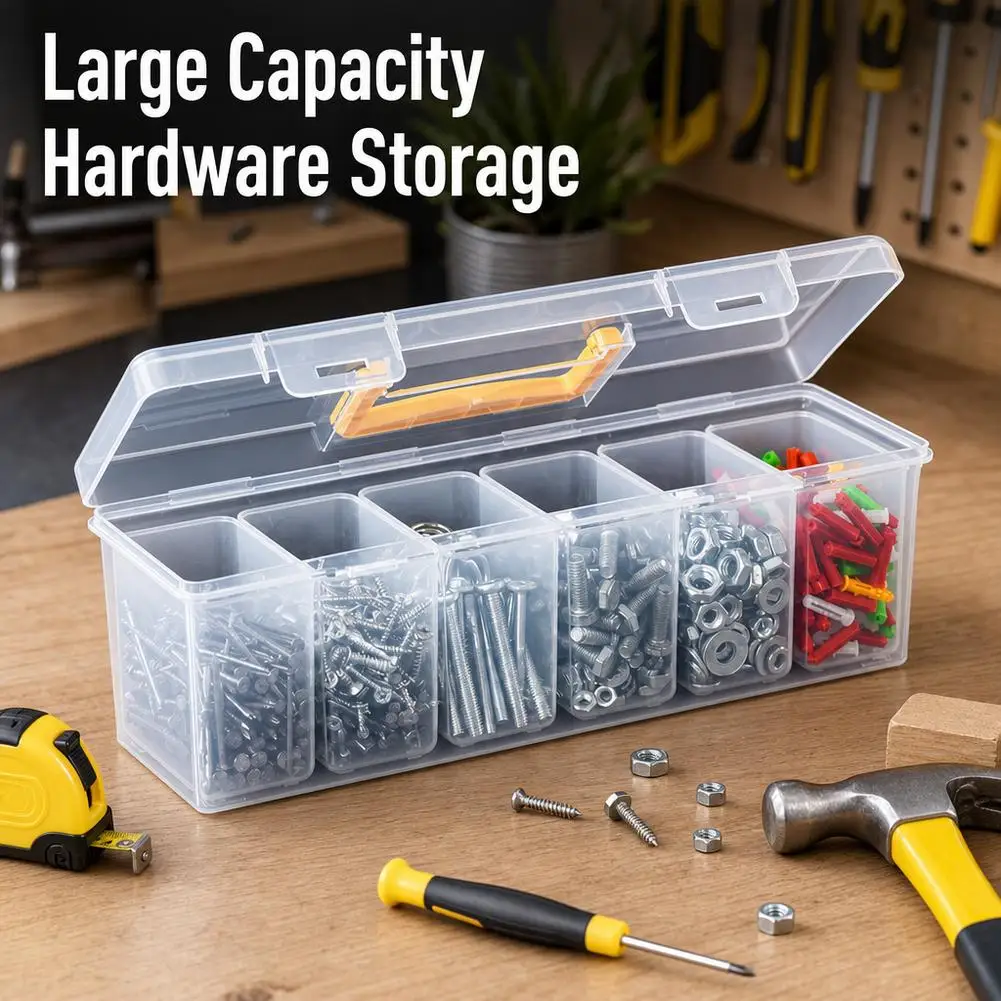 7pcs Multi-functional Household Hardware Tool Box Transparent Portable Sorting Box For Screws Wrenches Hardware Accessories