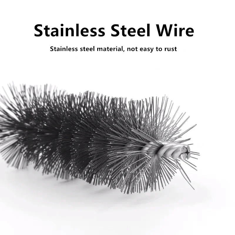 Citop 20cm Long 20mm Diameter Stainless Steel Wire Tube Cleaning Brush Rust And Burr Pipe Brush