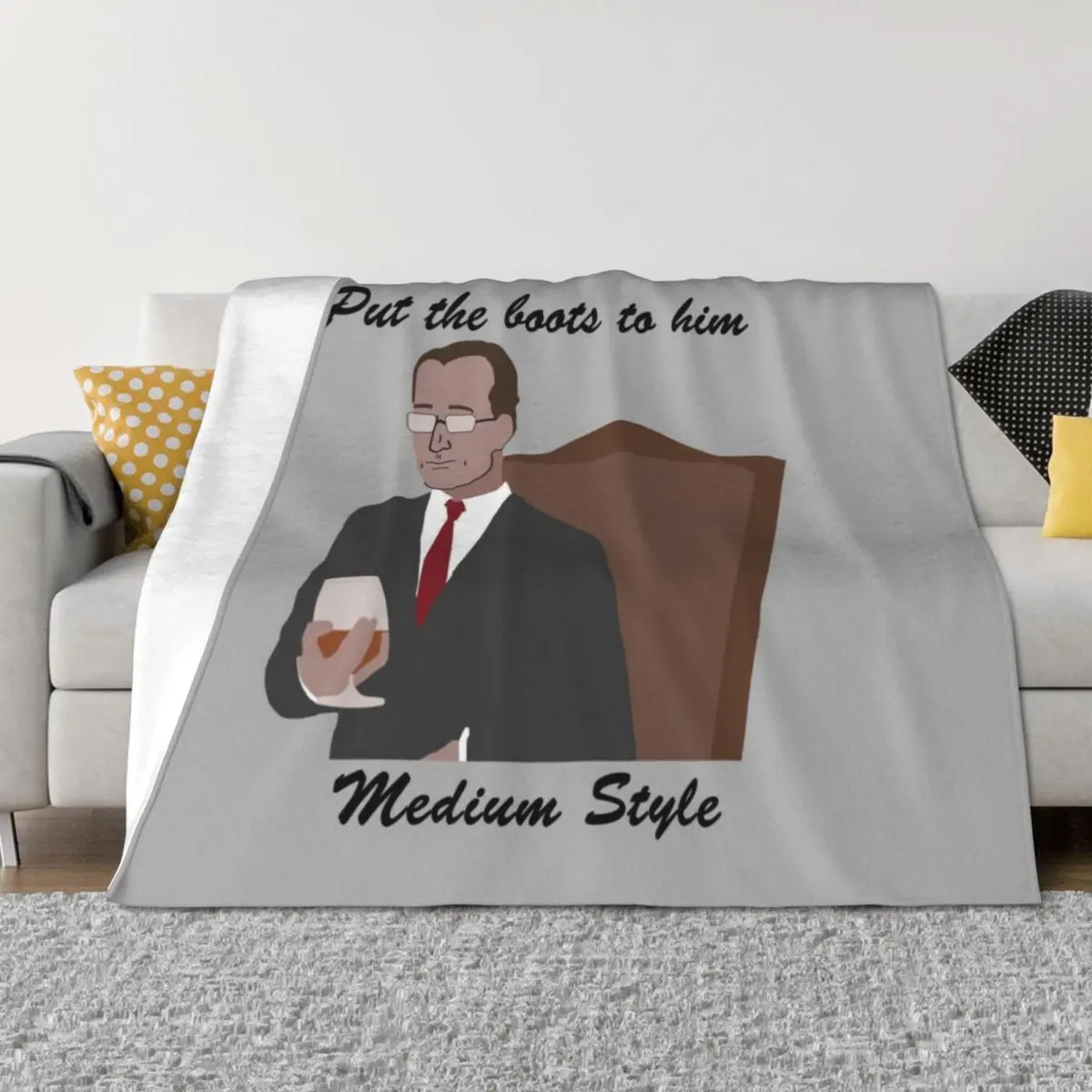 

Put the Boots to him, Medium Style Throw Blanket Flannels christmas decoration Cute Plaid funny gift Blankets