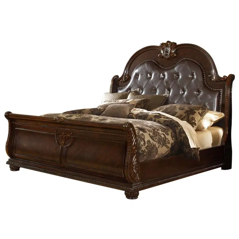 5-Piece King Bedroom Set – Tufted Bed, Dark Walnut Finish 2