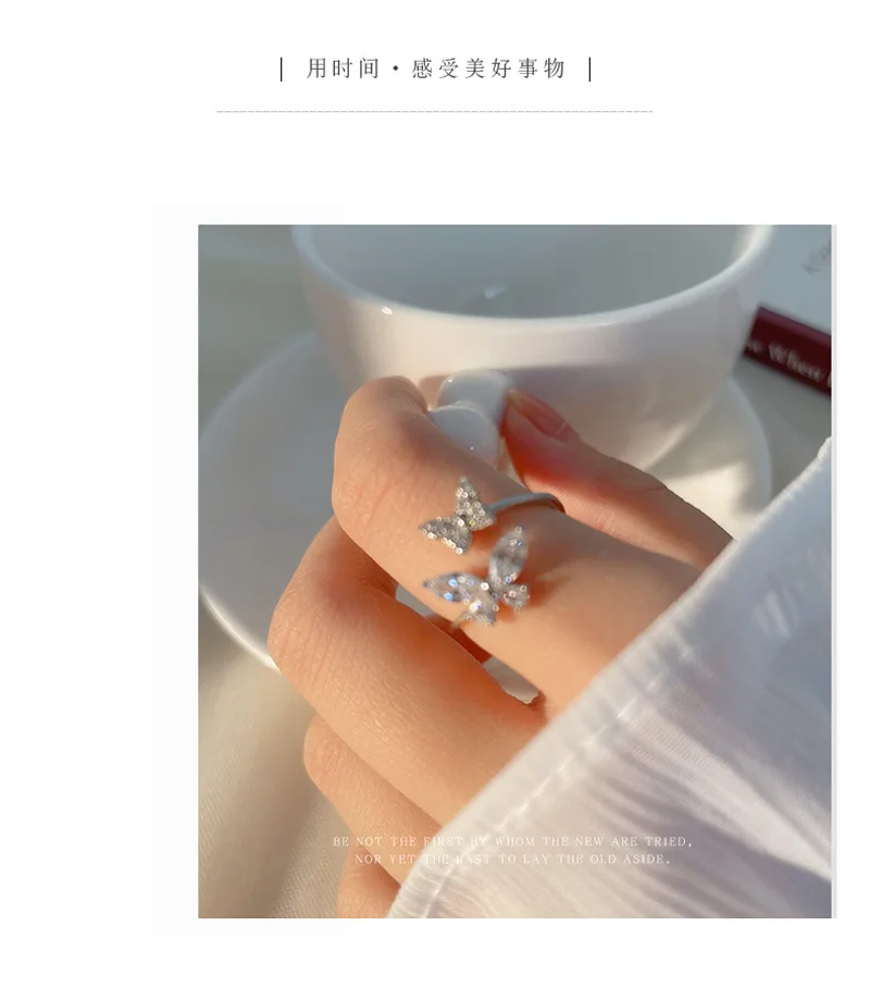 Offene Ringe aus 925er-Sterlingsilber mit Schmetterlings-Zirkon für Damen, Hochzeit, luxuriöser edler Schmuck, Accessoires, Großhandel 2023 – Detail 5