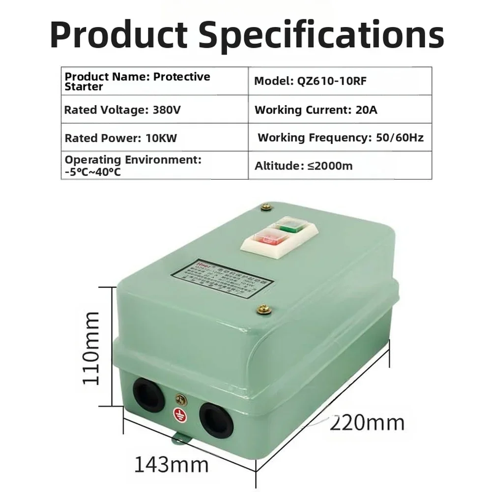 QZ61010RF Electromagnetic Starter Motor Protector with Direct Start and Overload Protection 20A 380V for Industrial Motor Safety