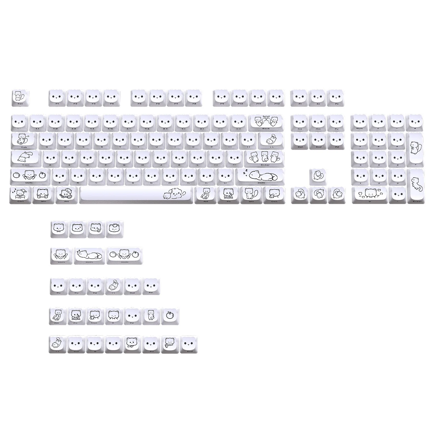 

125 key MOA highly PBT Material keycap Q cute ferret cat head keycap small full set Personalized keycap