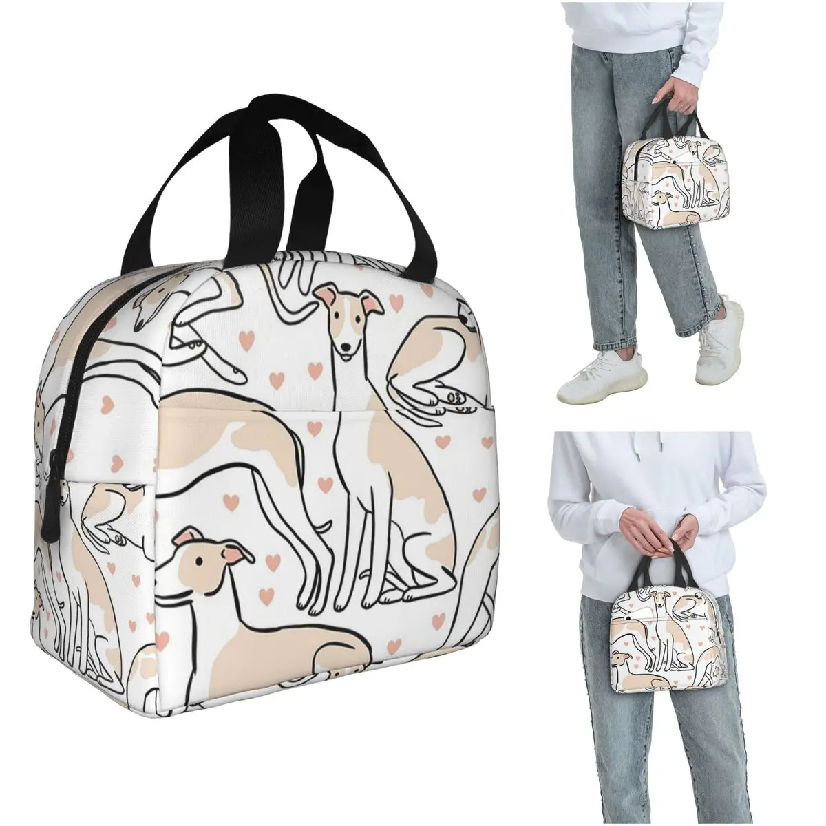 Greyhound Whippet Dog Insulated Lunch Bag for Women Children Portable Food Boxes Thermal Lunch Box Tote