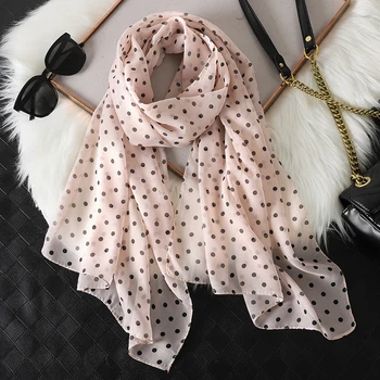 2023 Mode Gedrukt Dot Chiffon Hijab Sjaal Vrouwen Pareo Dame Bandana Strandlakens Zomer Moslim Sluier Wrap Vrouwelijke Foulard