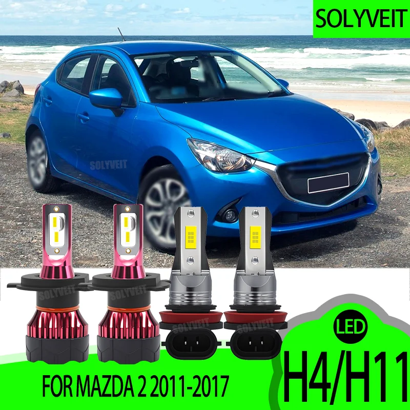 

12v Quick Install LED Headlight Bulbs Foglamp Tool Free Replacement 6000k White FOR Mazda 2 2011 2012 2013 2014 2015 2016 2017