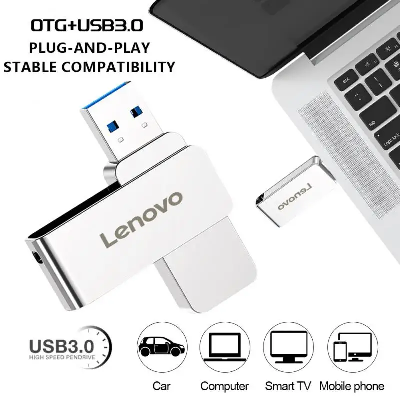 Lenovo 64TB USB Flash Drives 4TB Metal Real Capacity Memory Stick High Speed Flash Memory 8TB Black Gift Storage U Disk For PC