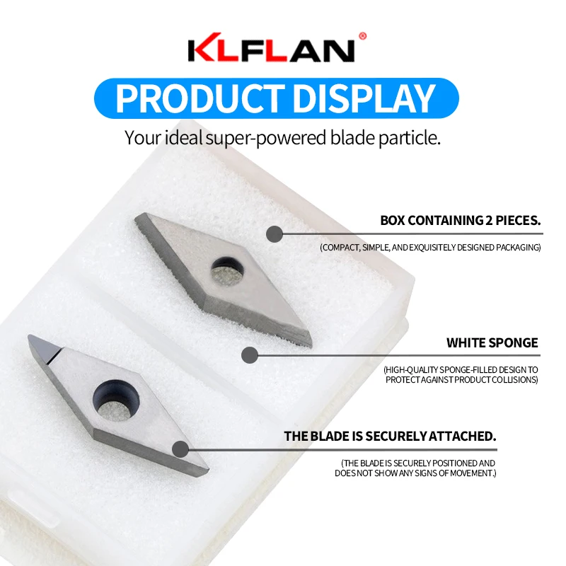 KLFLAN PCD CBN VBGT Diamant-CNC-Einsätze für die Bearbeitung von Aluminium, Kupfer und Gusseisen mit hoher Härte, verwendet für CNC-Drehmaschinen