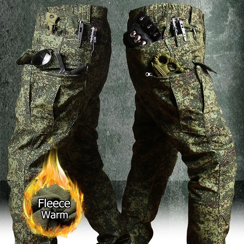 

Теплые повседневные брюки из софтшелла, мужские флисовые рабочие брюки, уличная ветрозащитная утолщенная охотничья одежда, износостойкие брюки-карго