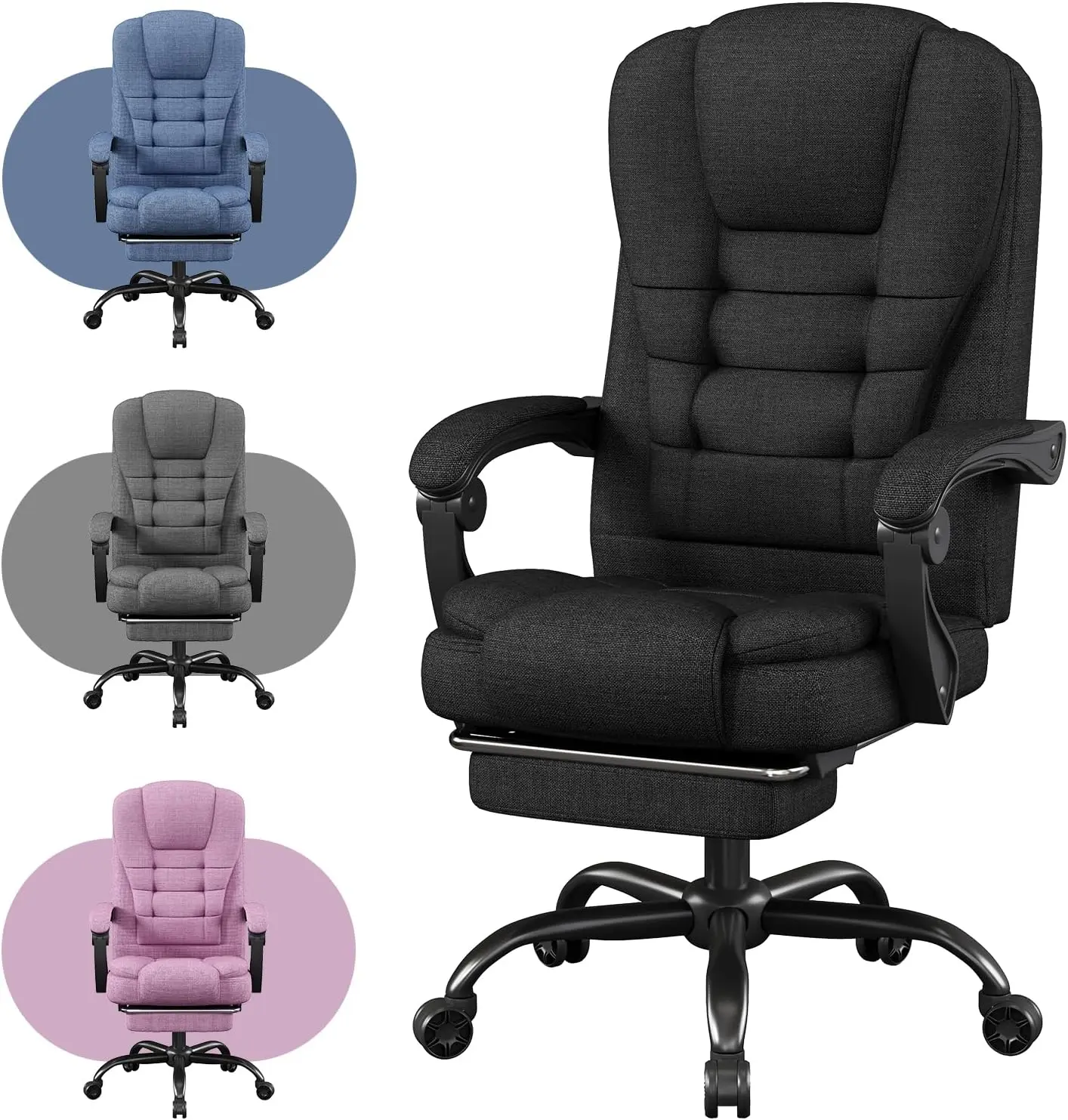 

Big & Tall Fabric Gaming Chair with Footrest, 360° Swivel, Height Adjustable Office Chair for Adults