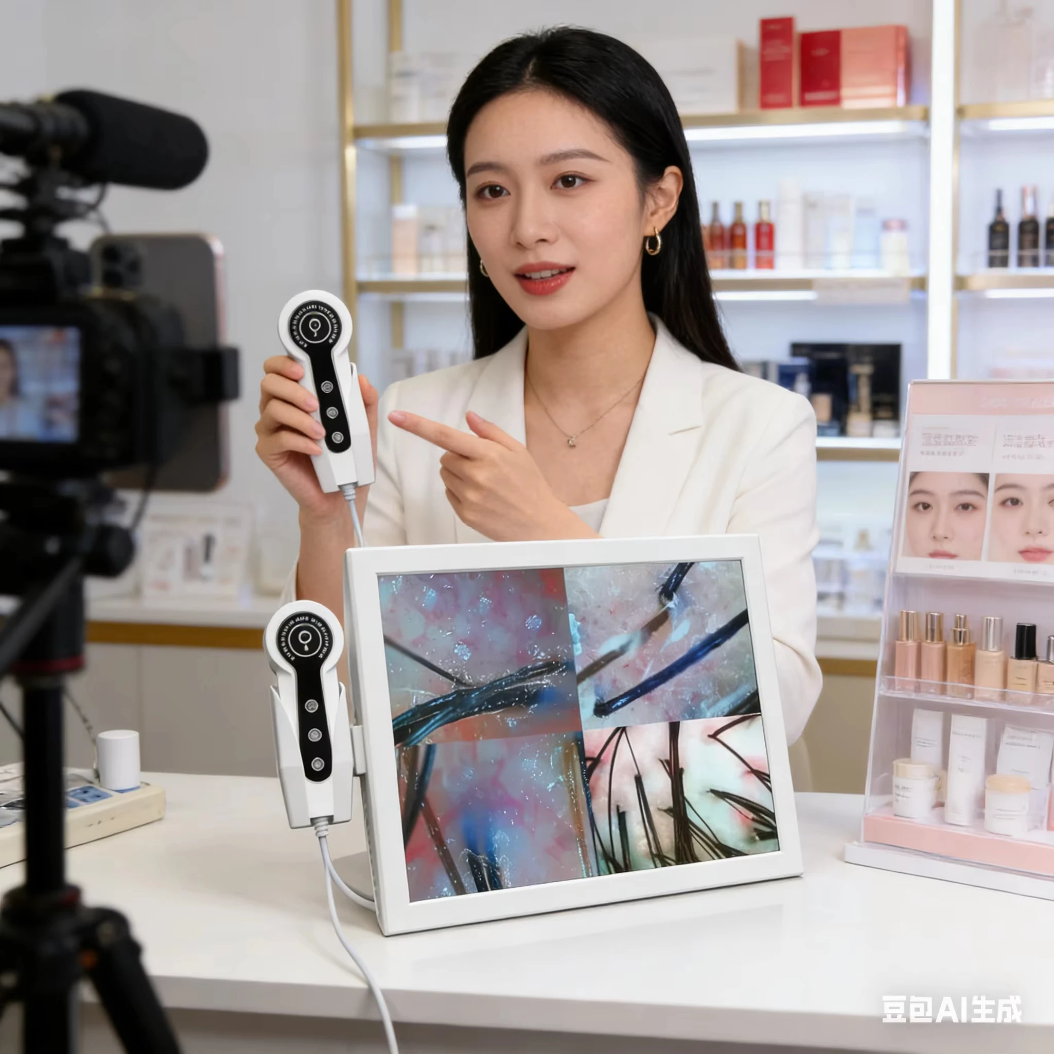 2026 15-Inch HD Skin And Scalp Analyzer - Quick One-Click Test for Hair Follicle Health & Skin Oil Moisture Balance