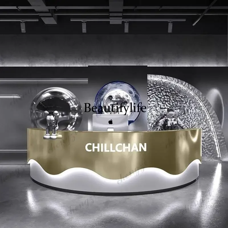 A68Gold Silver Reception Desks Checkout Drawers Mini White Modern Reception Desks Classic Corner Mostrador Recepcion Furniture