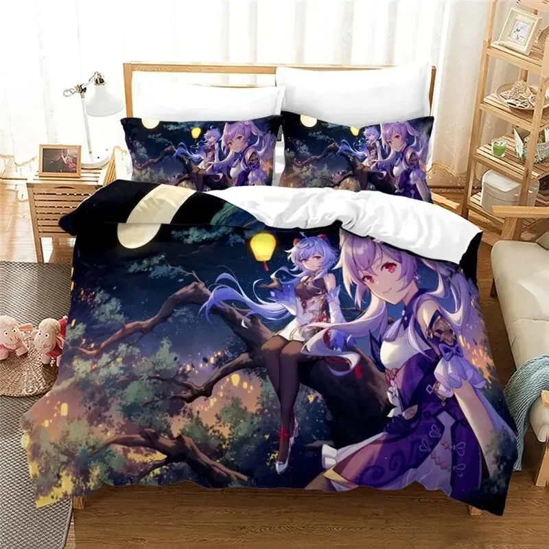 3D Print Anime Genshin Impact Paimon Bedding Set Duvet Cover Bedroom Covers Single Twin King Quilt Cover Home Textile