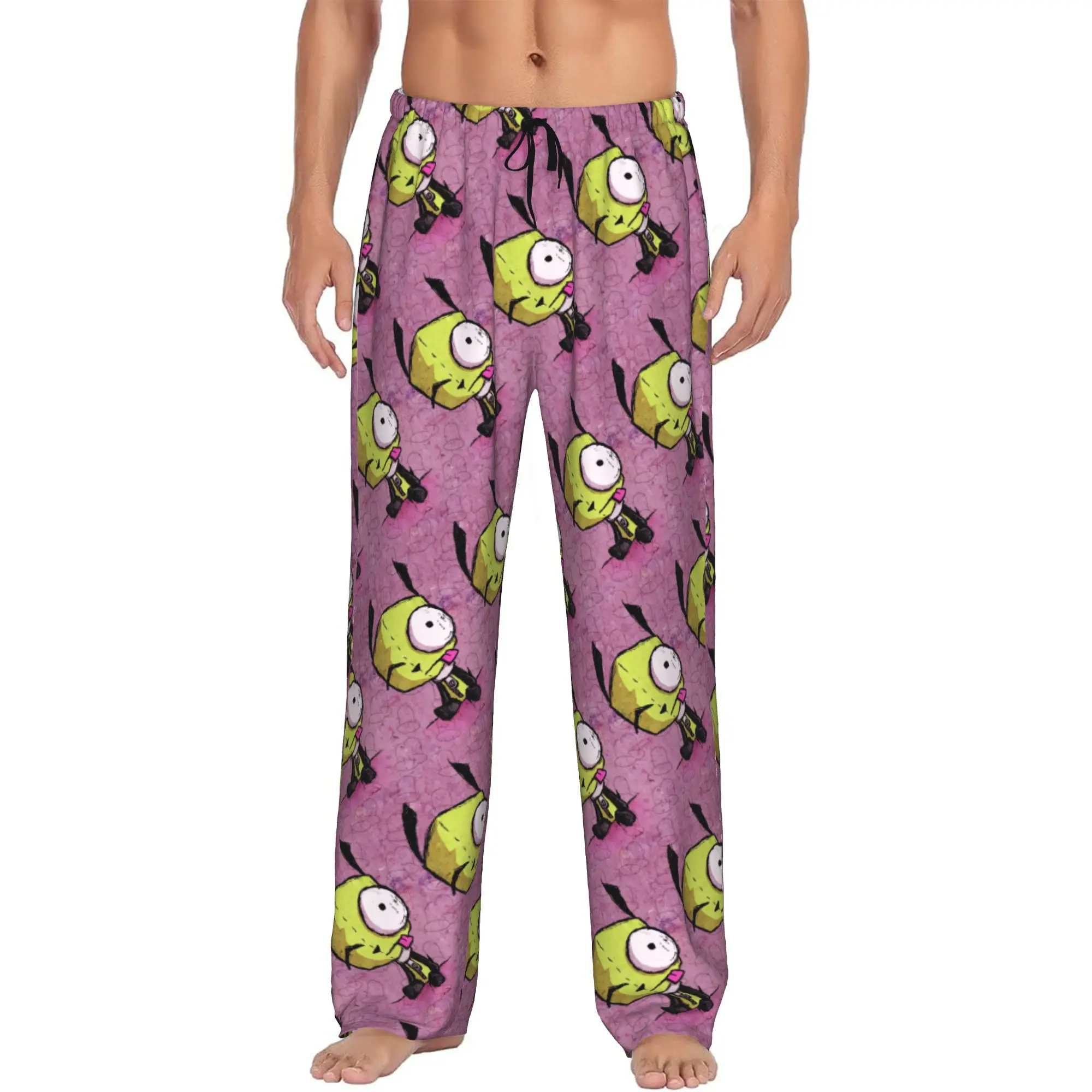 Custom I-Invader Z-Zim Cartoon Pajama Pants Sleepwear Men Elastic Waistband  Sleep Lounge Bottoms with Pockets
