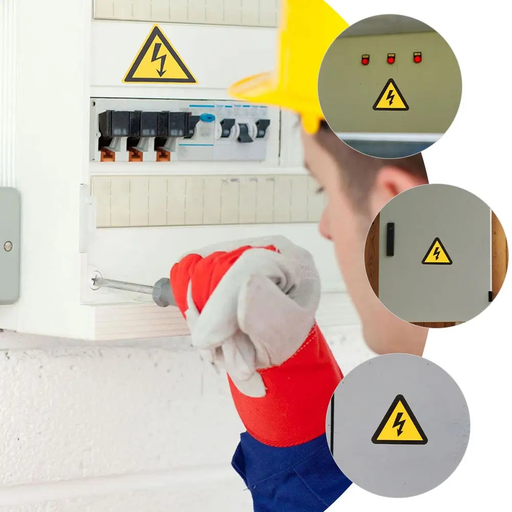 25Sheets Electric Shock Warning Stickers Easy Peel Quick Install Safety Label Decals for Electric Box Door Panel Equipment