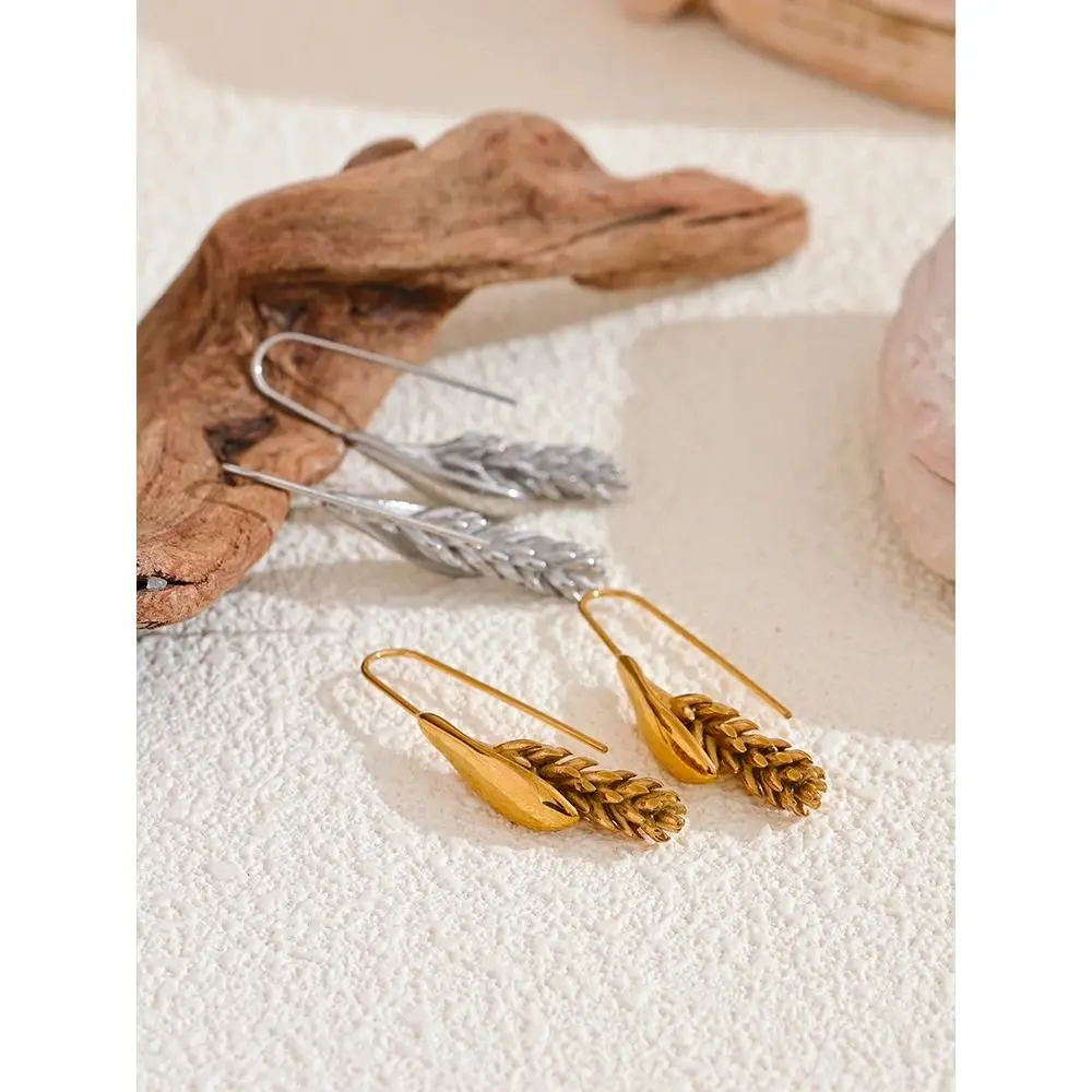 Fashion Wheat Ear Ear of Wheat Fashion Earrings Golden Copper Earrings of Wheat Ears Personal Statement Jewelry Women