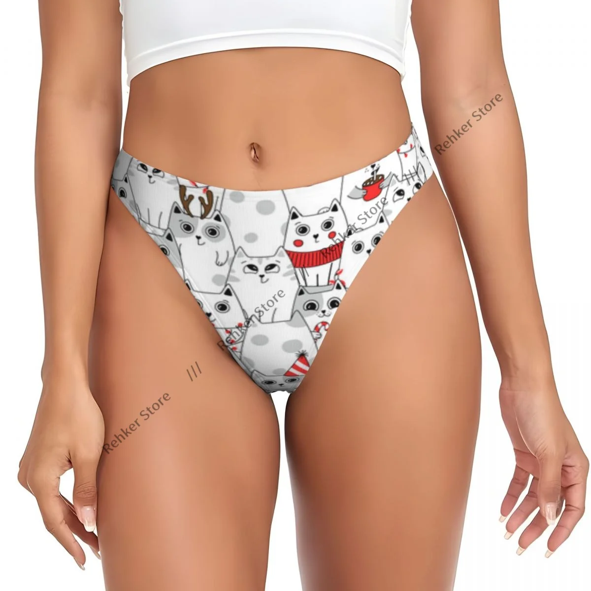 Sexy Panties Cute Cat Christmas Thongs Underwear Women Lingerie Breathable G-string