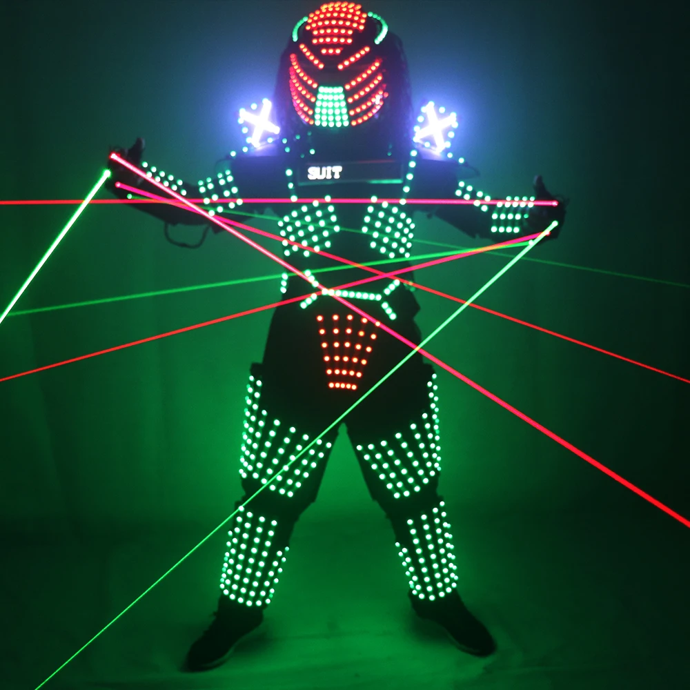 LED Robot Costumes Clothes LED Lights Luminous Stage Dance Performance Show Dress for Night Club