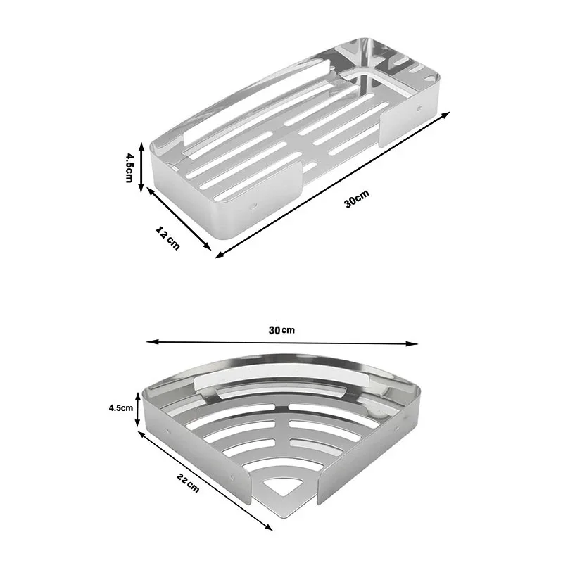 1-3 Layers Corner Shower Shelf Bathroom Shampoo Shower Shelf Holder 304 Stainless Steel Punch Free Kitchen Tripod Corner Stand