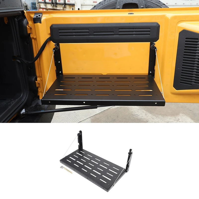 Tailgate Table Rear Door Foldable Cargo Storage Shelf Storage Rack For Ford Bronco 2021 2022 Accessories, Black