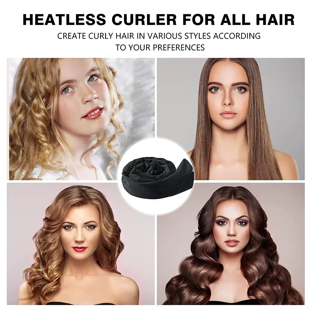 Heatless Curling Rod Headband, Encrespadores de cabelo, Sem Fita De Calor, Rolos De Cabelo Preguiçosos, Cachos De Seda, Sleeping Soft Headband,