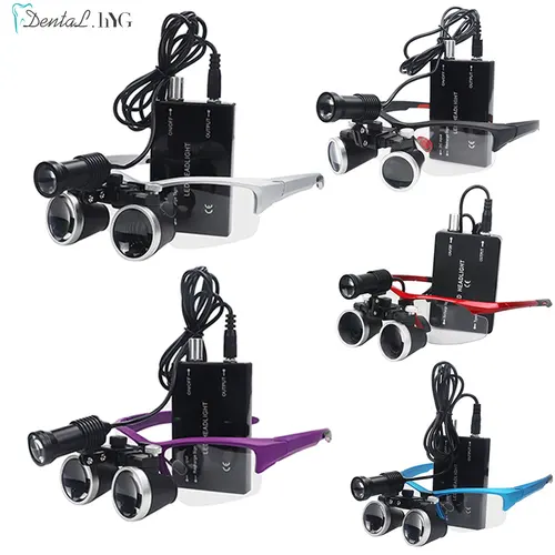 Lupas dentales 2,5/3,5x lupa laboratorio médico lupa Binocular faro 5W foco con batería