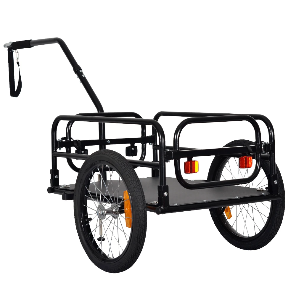 

Two Wheels Flat Bed Cargo Trailer Foldable Bike Trailer With Cover